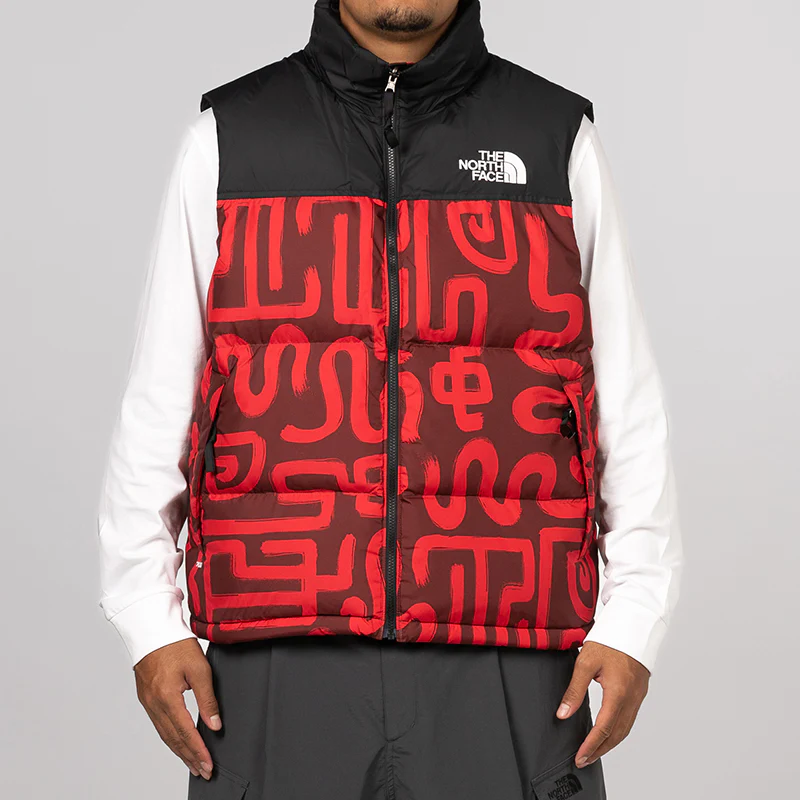 1996 Retro Nuptse Vest - TNF Red Lunar Snake Print