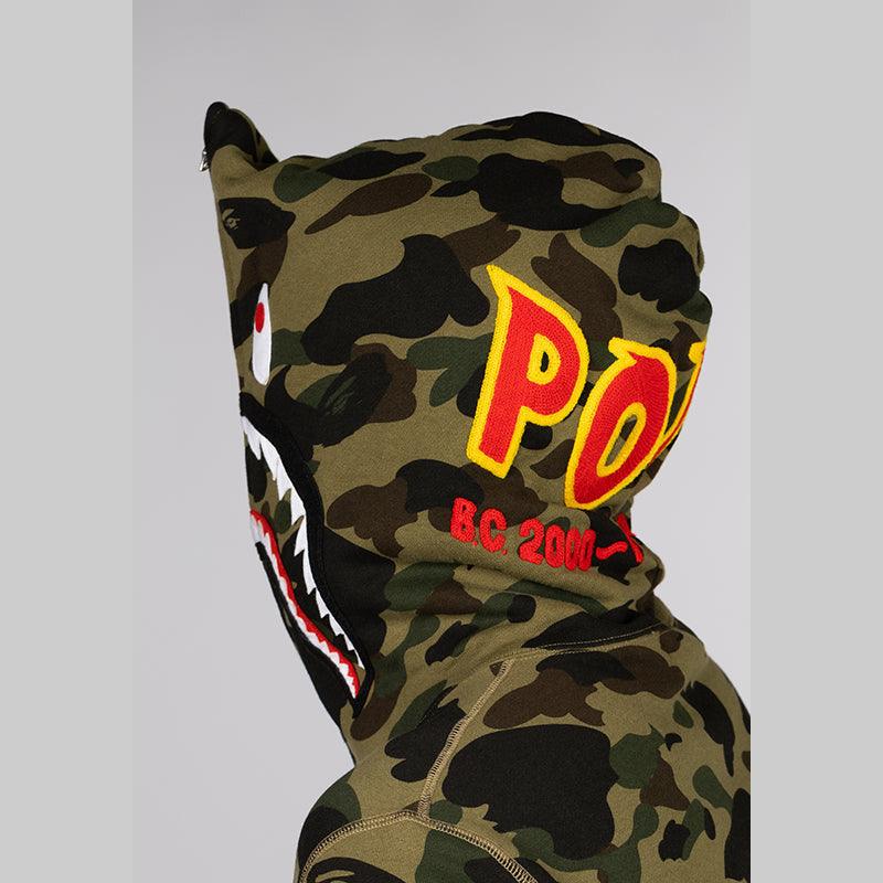 1st Camo 2nd Shark Full Zip Hoodie - Green - Image 3