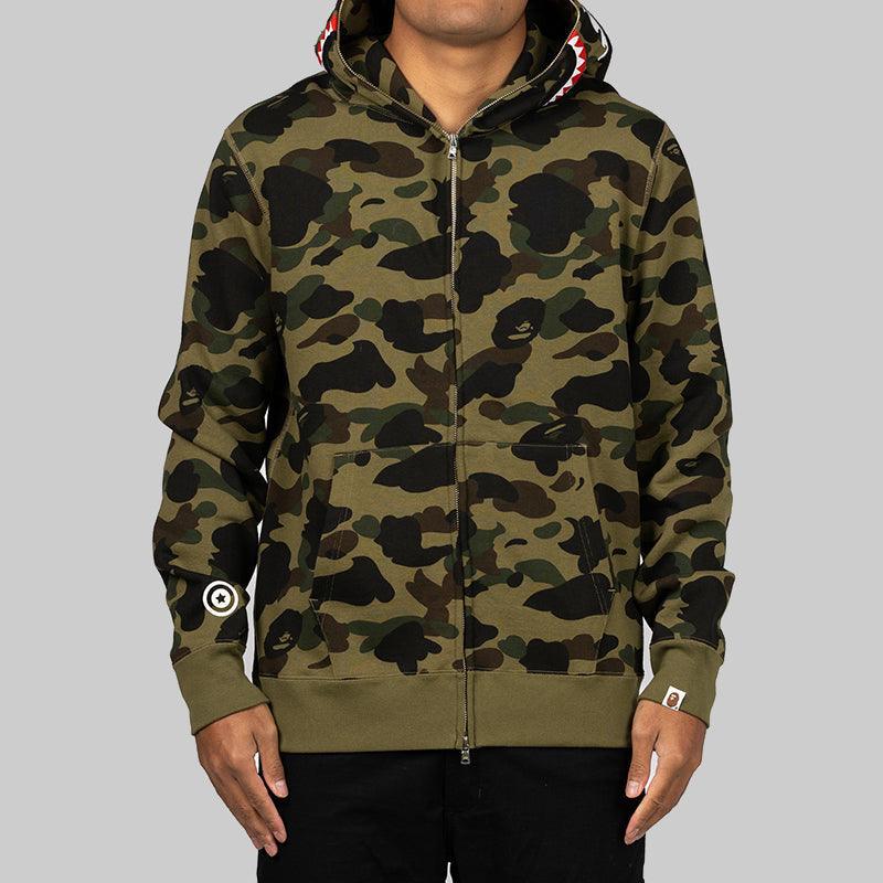 1st Camo 2nd Shark Full Zip Hoodie - Green - Image 4