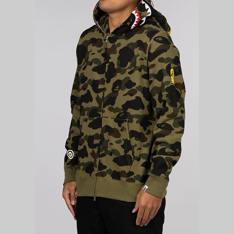 1st Camo 2nd Shark Full Zip Hoodie - Green - Image 5