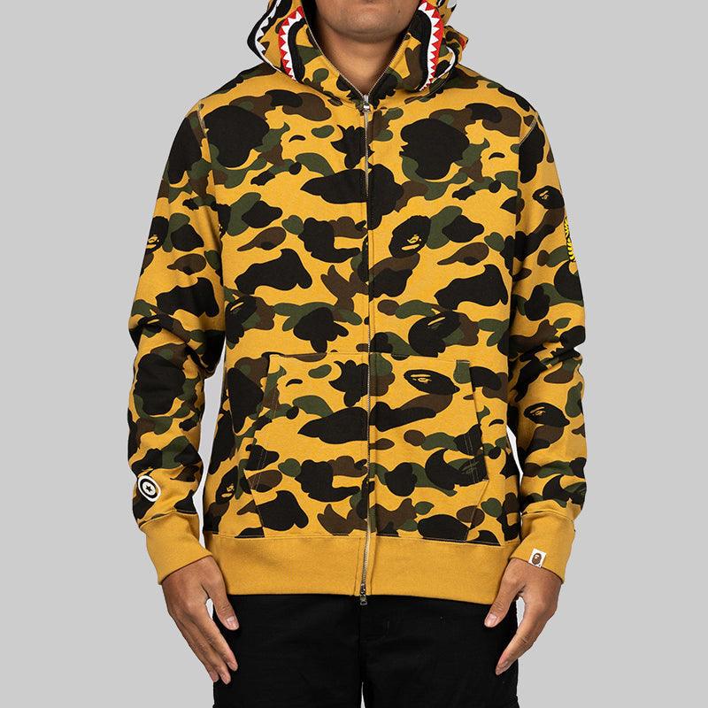 1st Camo 2nd Shark Full Zip Hoodie - Yellow - Image 3