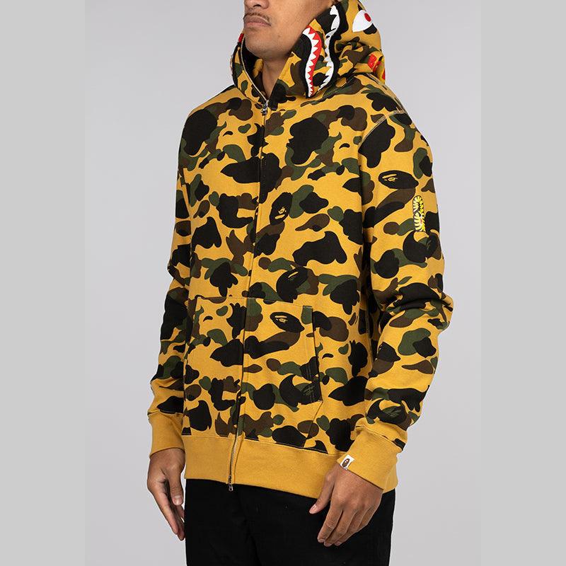 1st Camo 2nd Shark Full Zip Hoodie - Yellow - Image 4