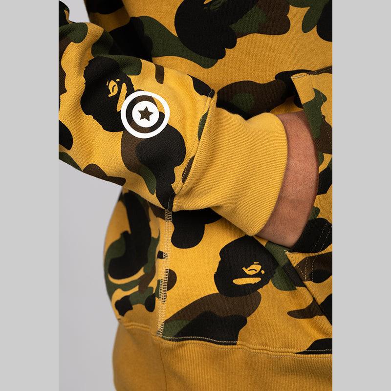 1st Camo 2nd Shark Full Zip Hoodie - Yellow - Image 6
