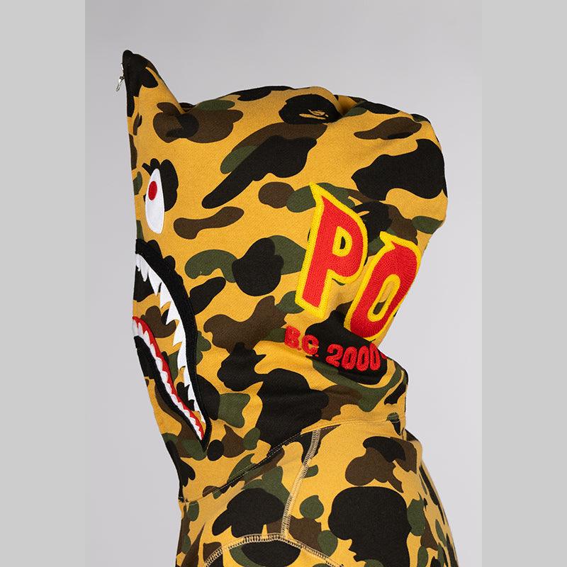 1st Camo 2nd Shark Full Zip Hoodie - Yellow - Image 8