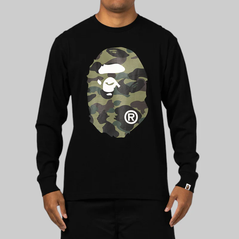 1st Camo Big Ape Head Long Sleeve - Black/Green