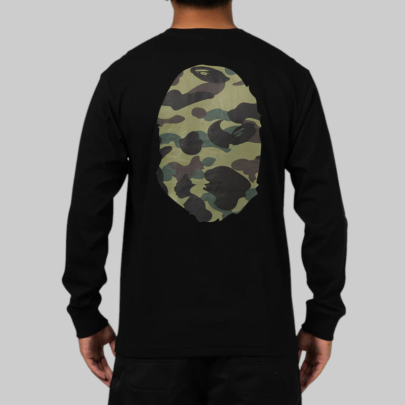 1st Camo Big Ape Head Long Sleeve - Black/Green - Image 3