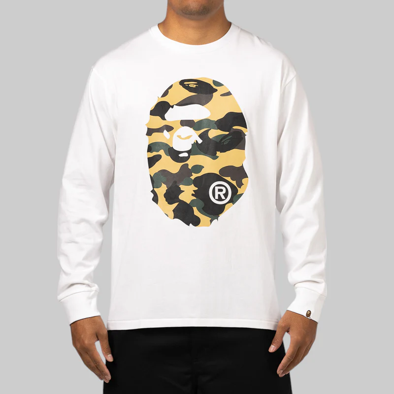 1st Camo Big Ape Head Long Sleeve - White/Yellow