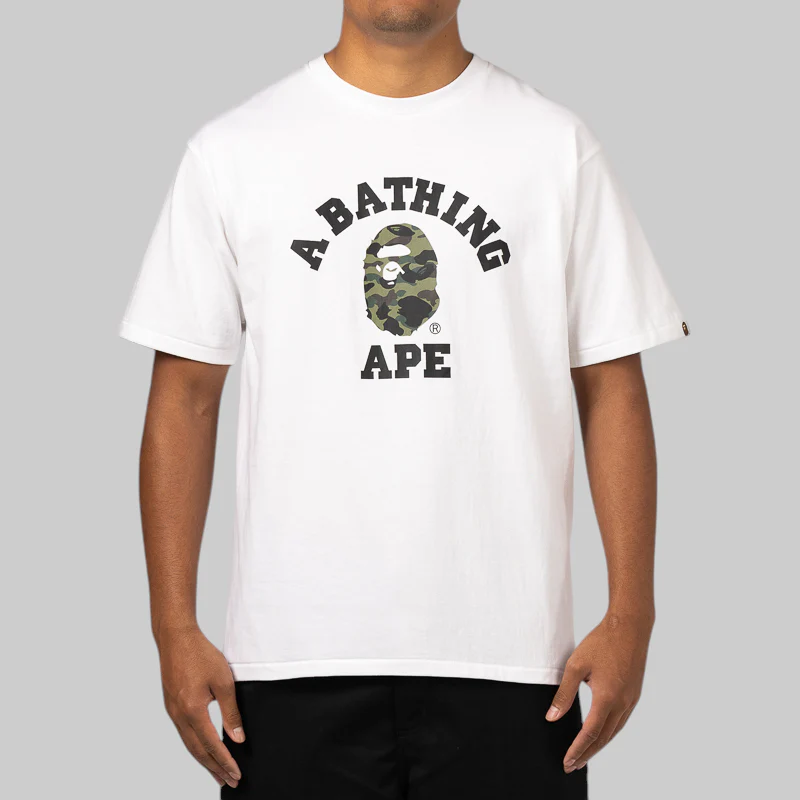 1st Camo College T-Shirt - White/Green