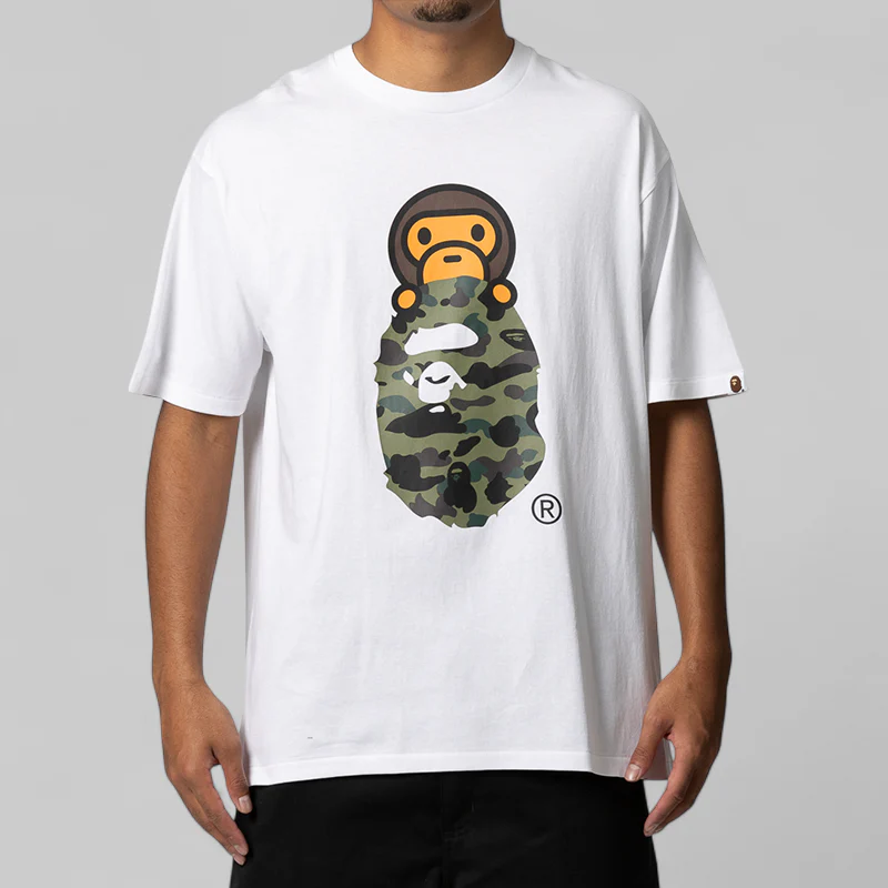 1st Camo Milo On Ape Head T-Shirt - White/Green