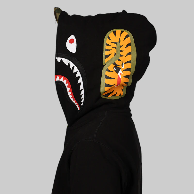 1st Camo Shark Full Zip Double Hoodie - Black - Image 10