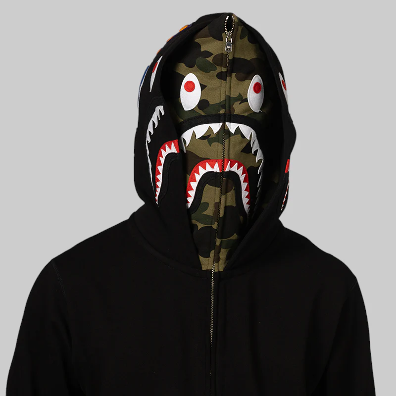 1st Camo Shark Full Zip Double Hoodie - Black - Image 11