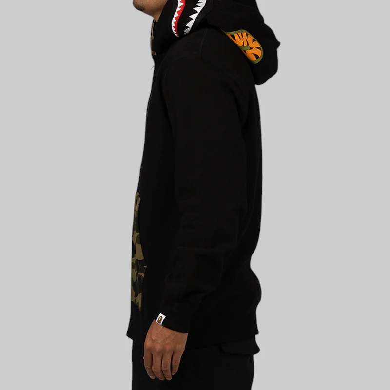 1st Camo Shark Full Zip Double Hoodie - Black - Image 5