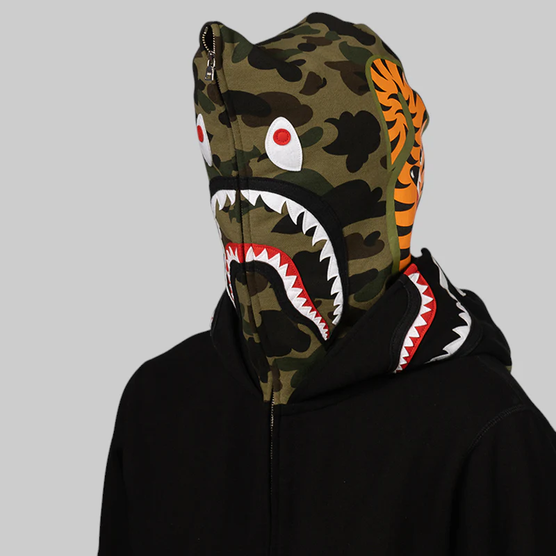 1st Camo Shark Full Zip Double Hoodie - Black - Image 8