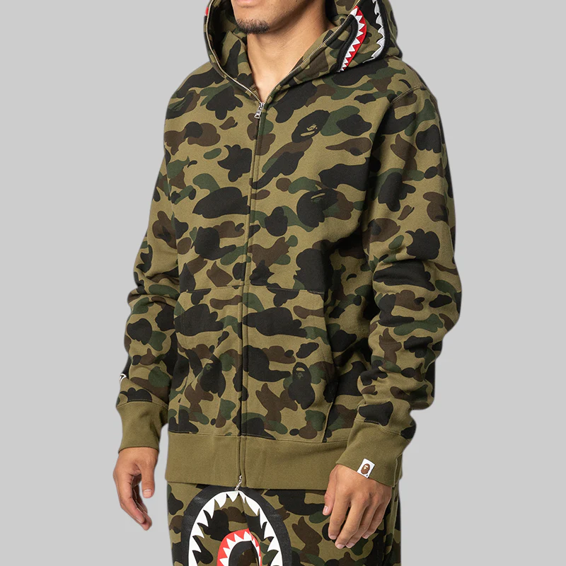 1st Camo Shark Full Zip Hoodie - Green - Image 4