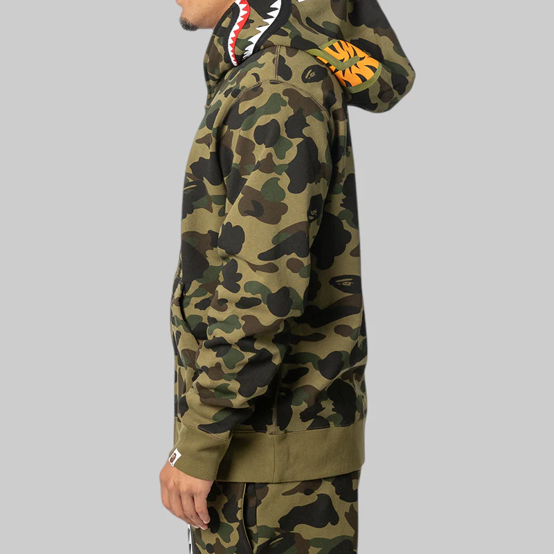1st Camo Shark Full Zip Hoodie - Green - Image 5