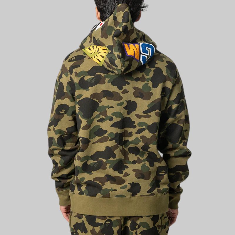 1st Camo Shark Full Zip Hoodie - Green - Image 6