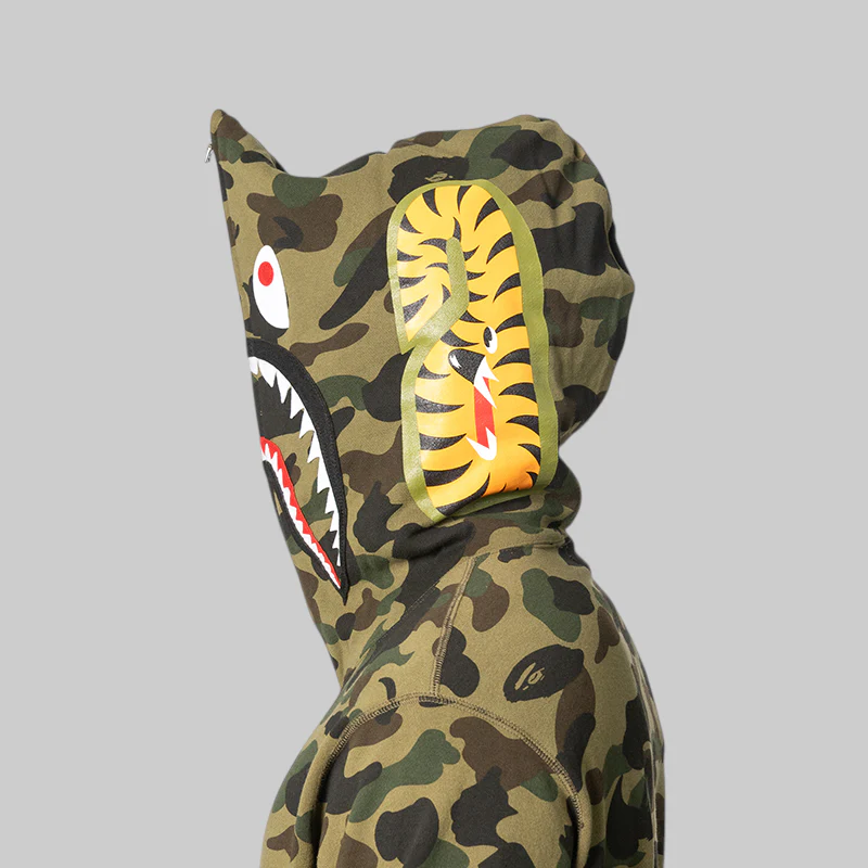 1st Camo Shark Full Zip Hoodie - Green - Image 8