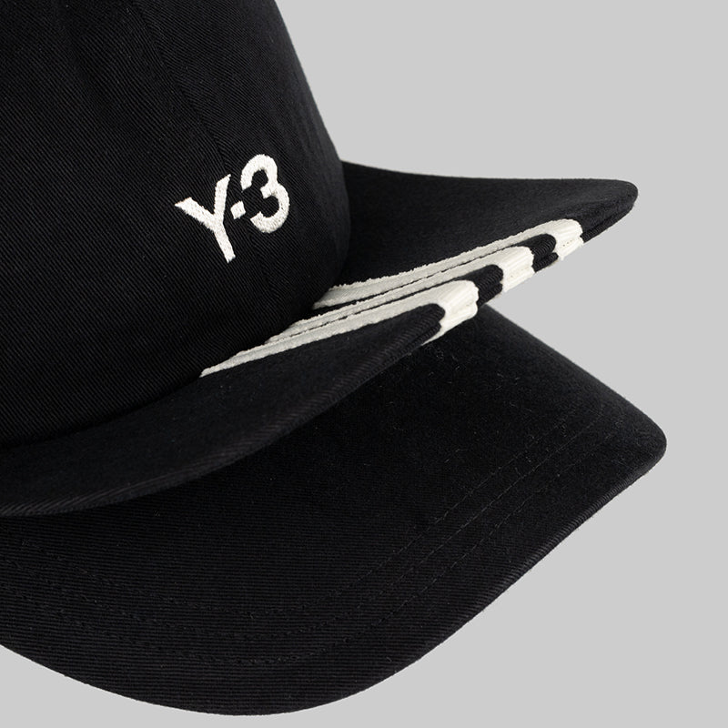 3-Stripe 'Double Brim' Cap - Black - Image 3