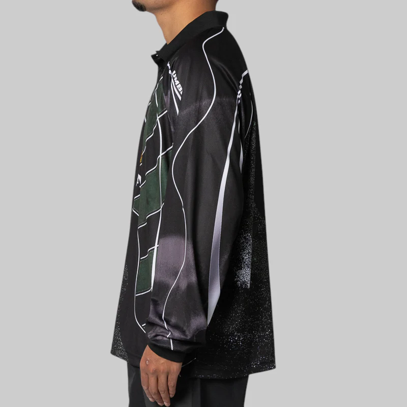 95 96 Long Sleeve Polo - Dark Green/Black - Image 2