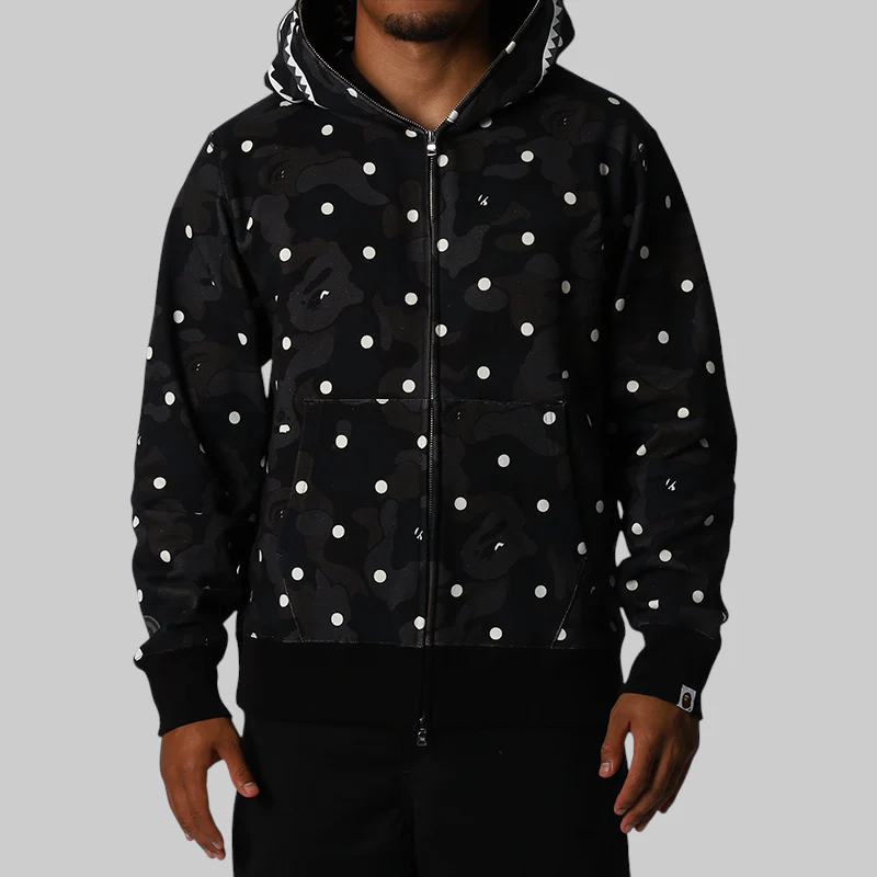 ABC Dot Shark Full Zip Hoodie - Black - Image 2