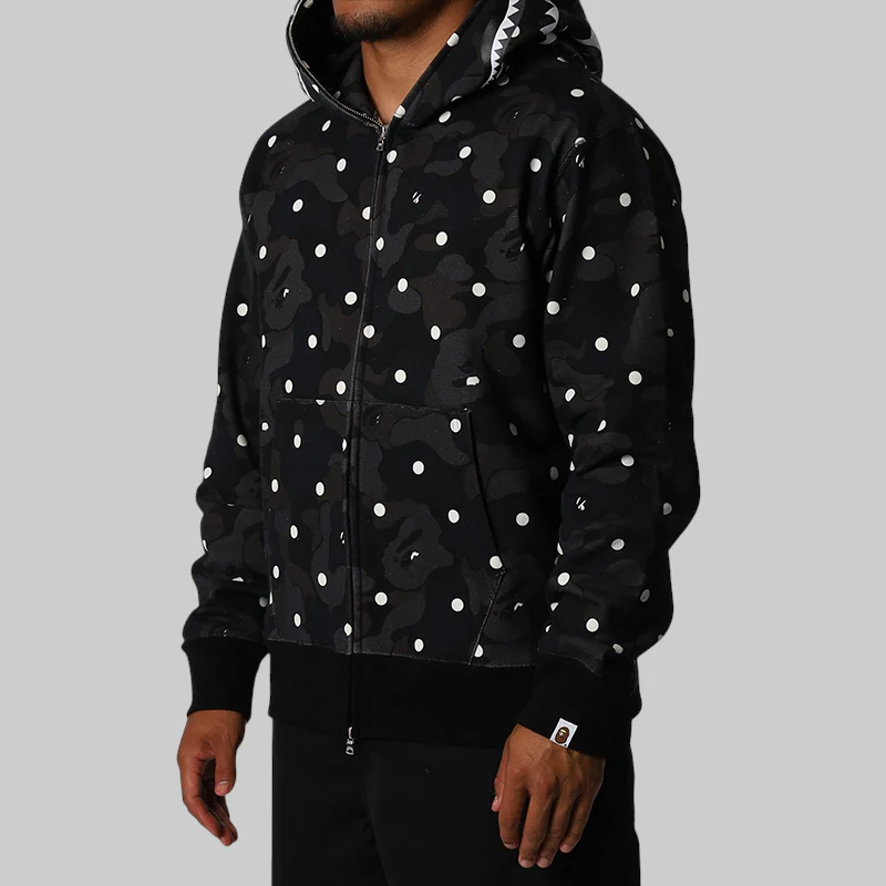 ABC Dot Shark Full Zip Hoodie - Black - Image 3