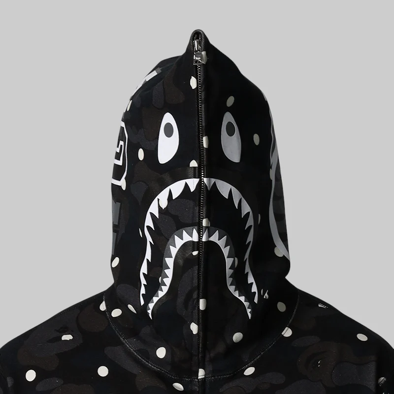 ABC Dot Shark Full Zip Hoodie - Black - Image 7