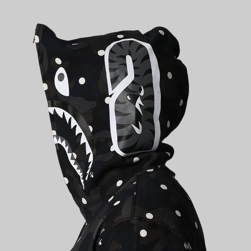 ABC Dot Shark Full Zip Hoodie - Black - Image 8
