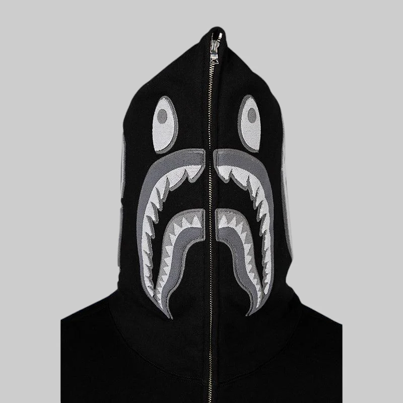 Ape Head One Point Shark Zip Hoodie - Black - Image 3