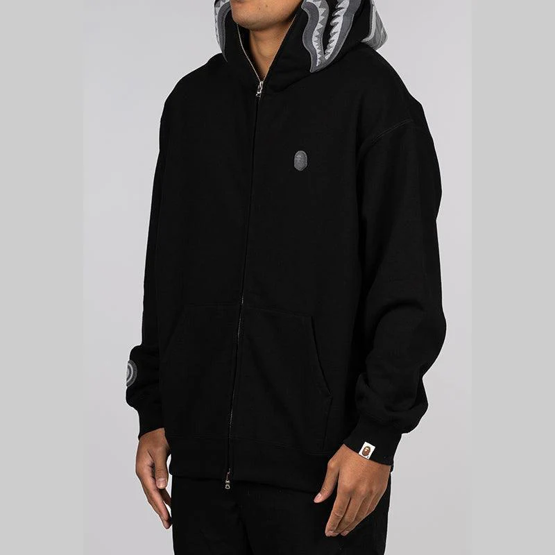 Ape Head One Point Shark Zip Hoodie - Black - Image 5