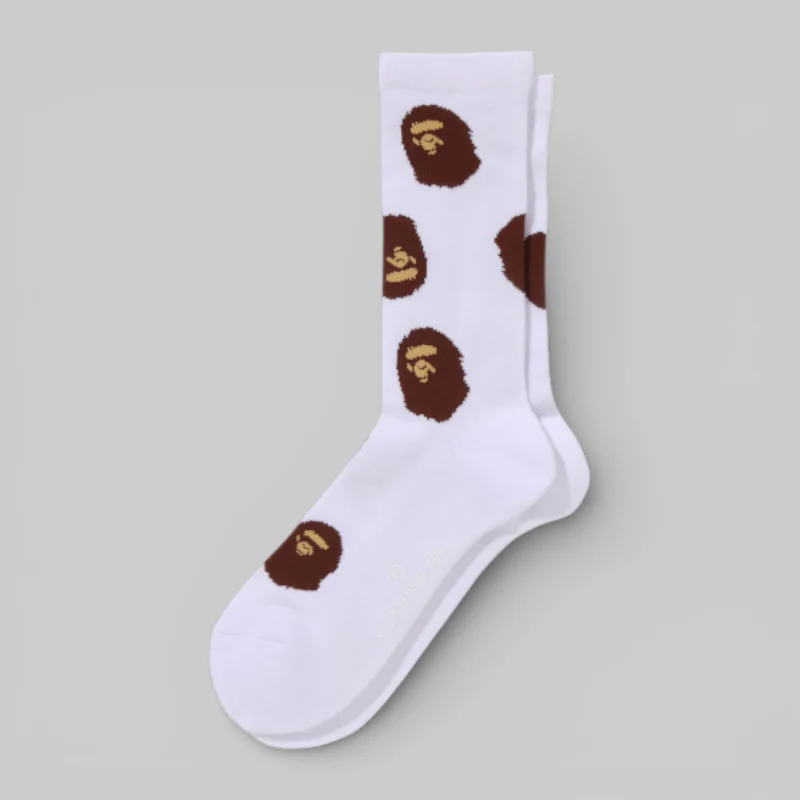 Ape Head Pattern Socks - White