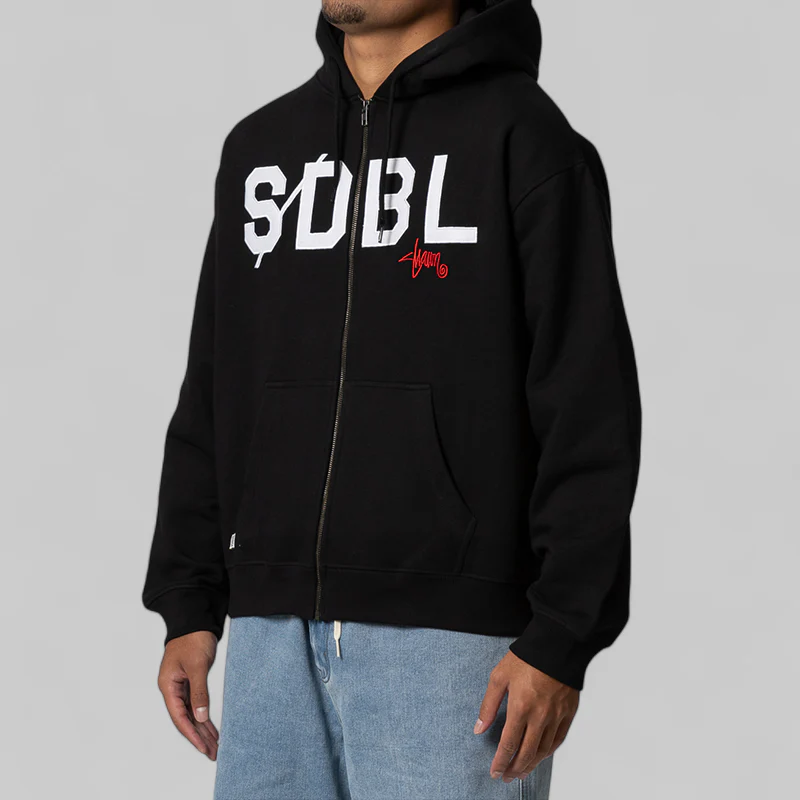 Applique Zip Thru Hoodie - Black - Image 2