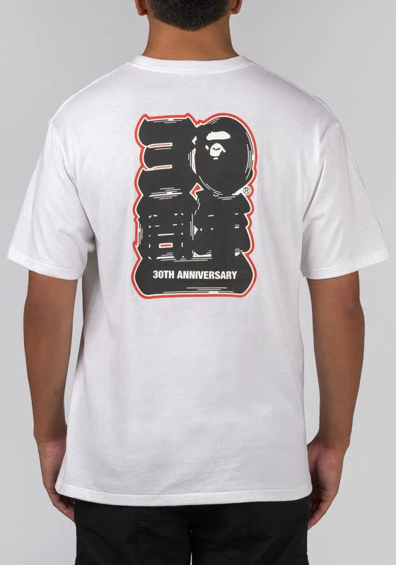 Bape 30th Anniversary Ape Head T-Shirt - White/Navy - Image 2