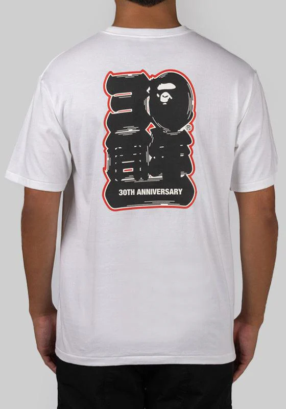 Bape 30th Anniversary Ape Head T-Shirt - White/Red - Image 2