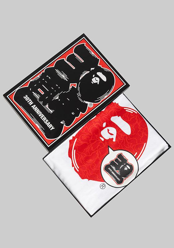 Bape 30th Anniversary Ape Head T-Shirt - White/Red - Image 5