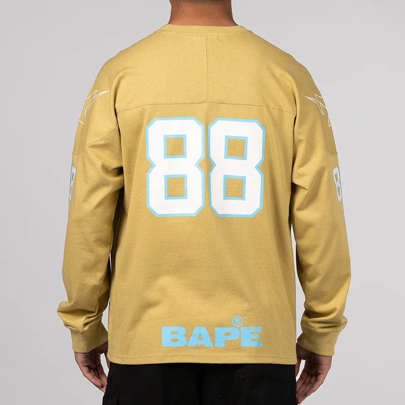 Bape Football Relaxed Fit Long Sleeve - Beige - Image 4