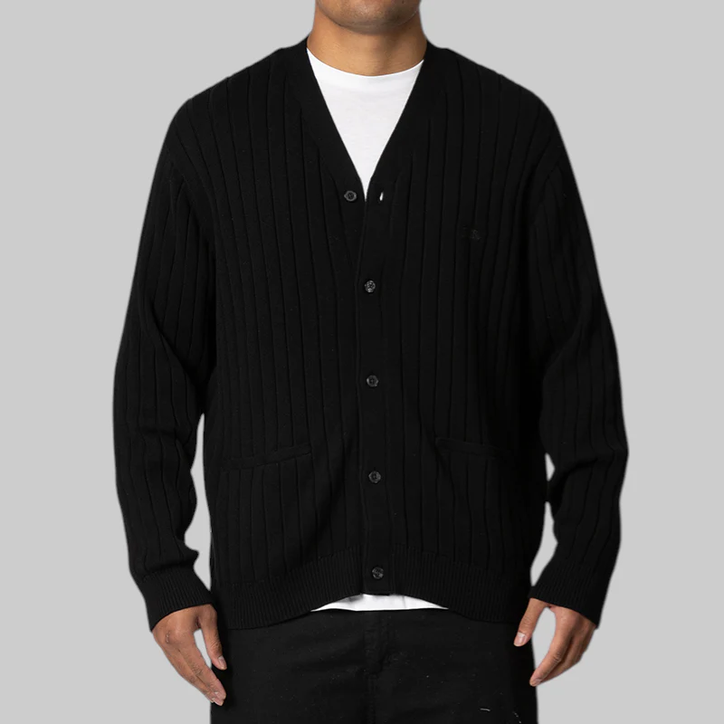 Big Rib Knit Cardigan - Black