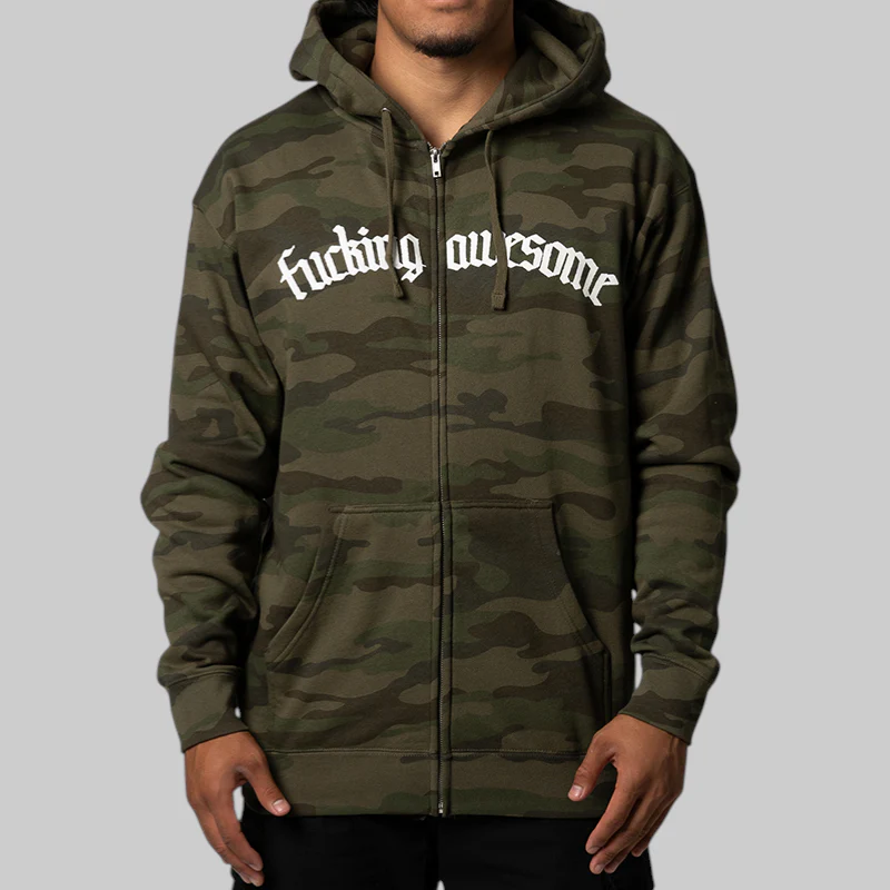 Blackletter Logo Zipped Hoodie - Camo