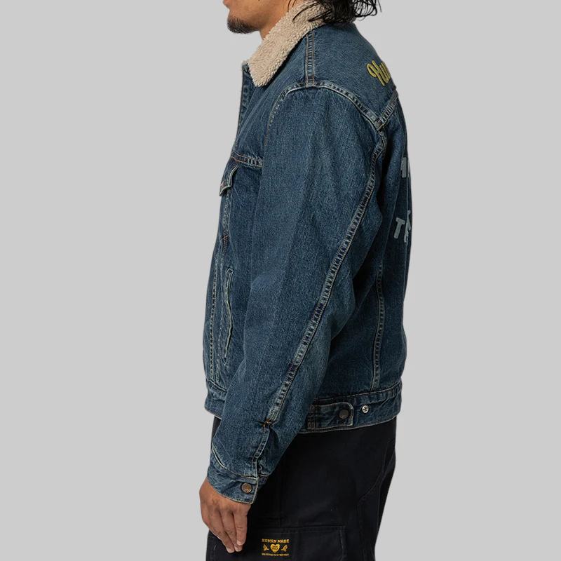 Boa Lined Denim Jacket - Indigo - Image 4