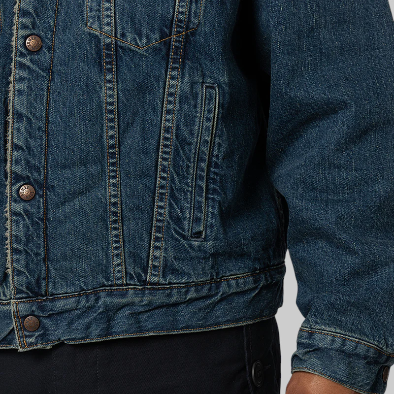 Boa Lined Denim Jacket - Indigo - Image 7