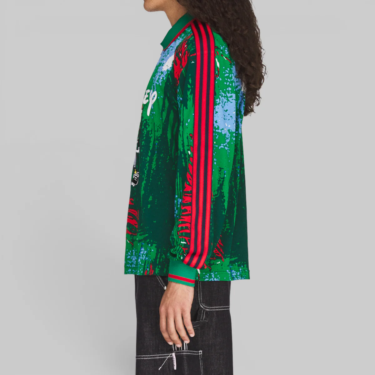 Brain Dead Disney Long Sleeve Jersey - Red/Bold Green/Blue - Image 3