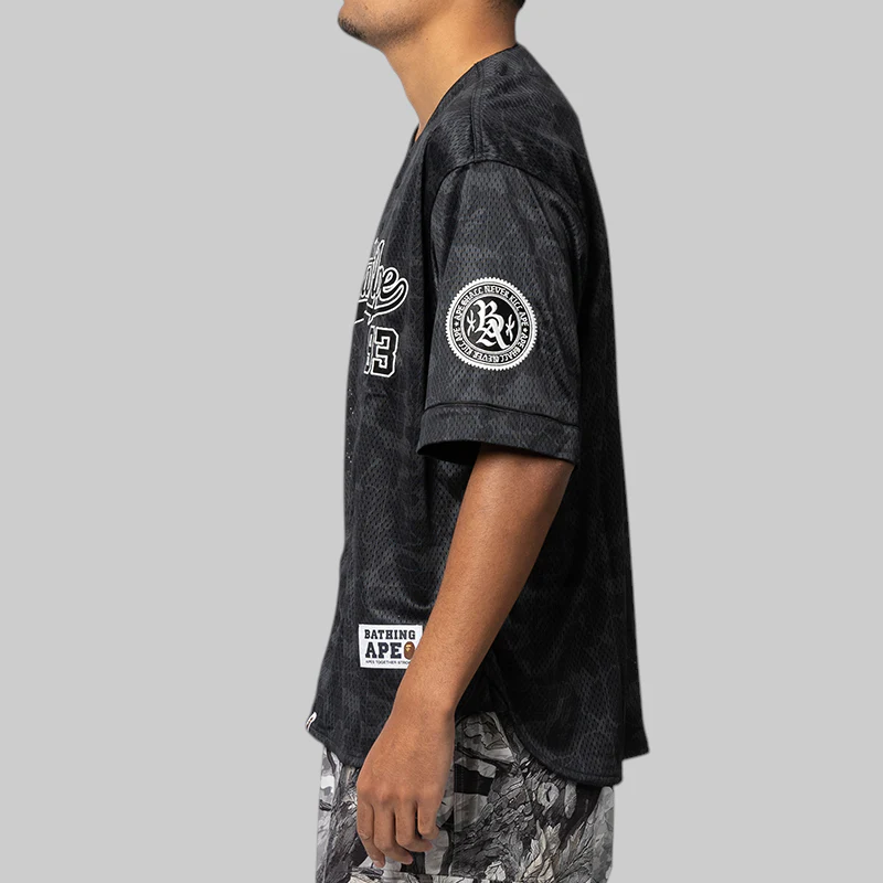 Camo Stripe Baseball Shirt - Black - Image 2