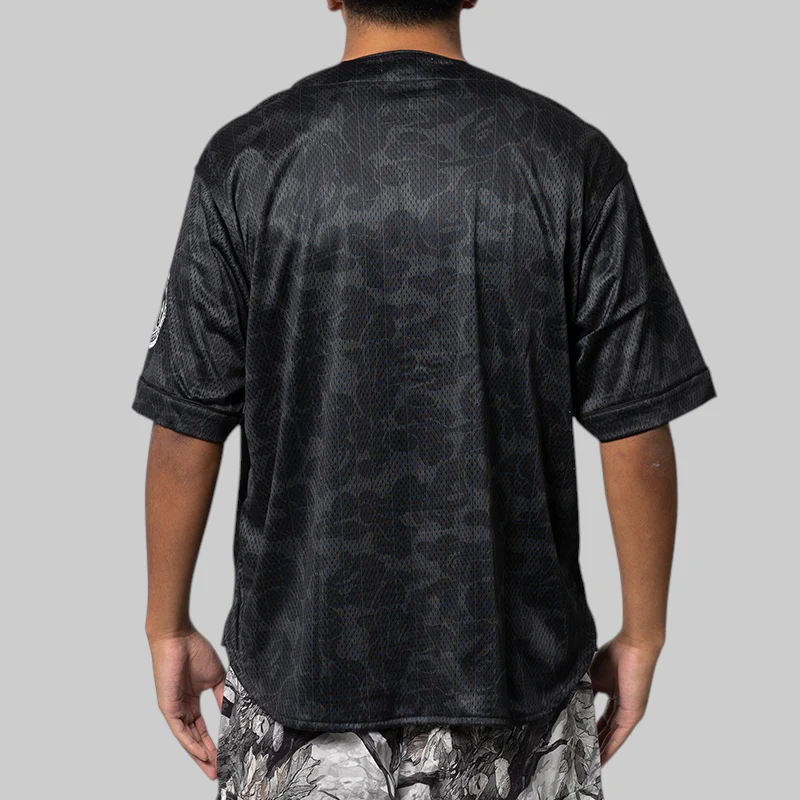 Camo Stripe Baseball Shirt - Black - Image 3