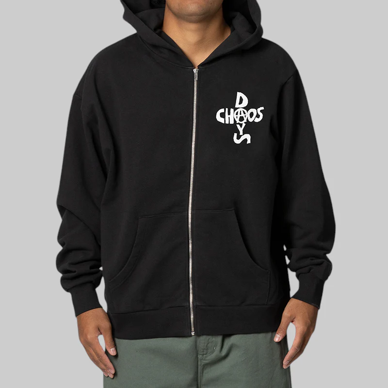 Chaos Days Zip Up Hoodie - Black