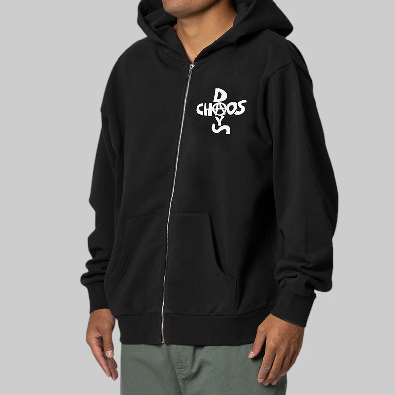 Chaos Days Zip Up Hoodie - Black - Image 3