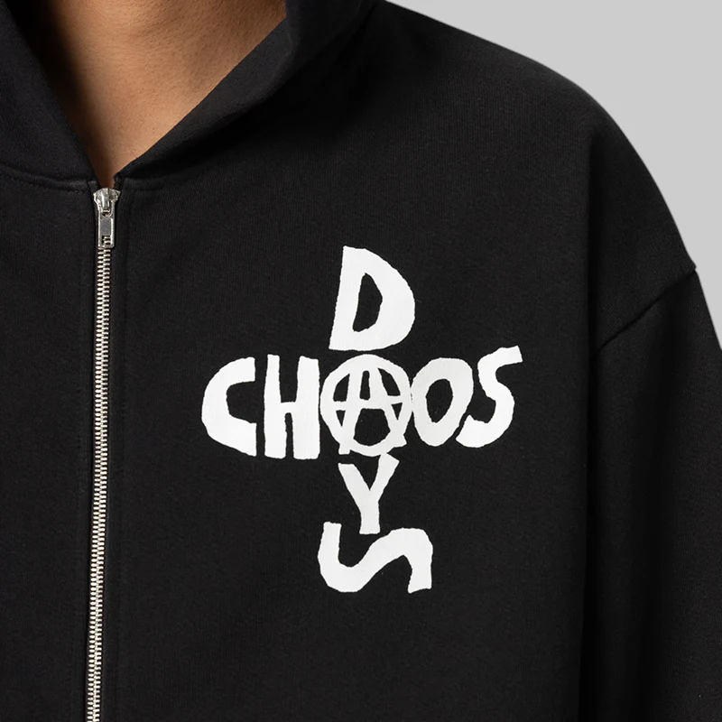 Chaos Days Zip Up Hoodie - Black - Image 7