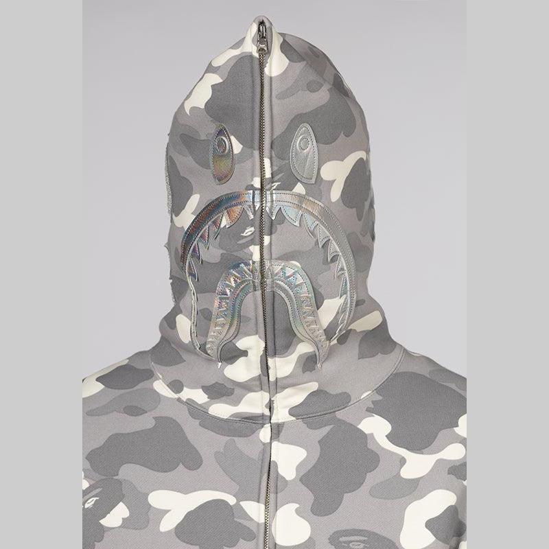 City Camo Shark Full Zip Hoodie - Grey - Image 7