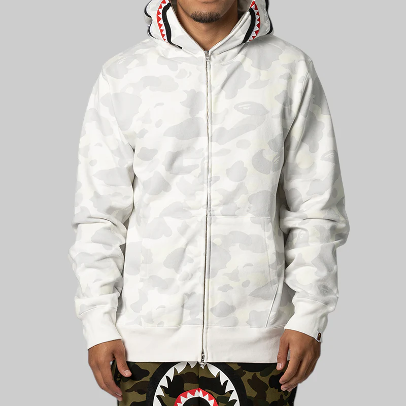 City Camo Shark Regular Fit Full Zip Hoodie - White - Image 2