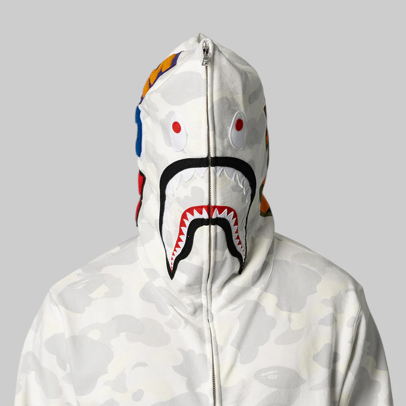City Camo Shark Regular Fit Full Zip Hoodie - White - Image 7