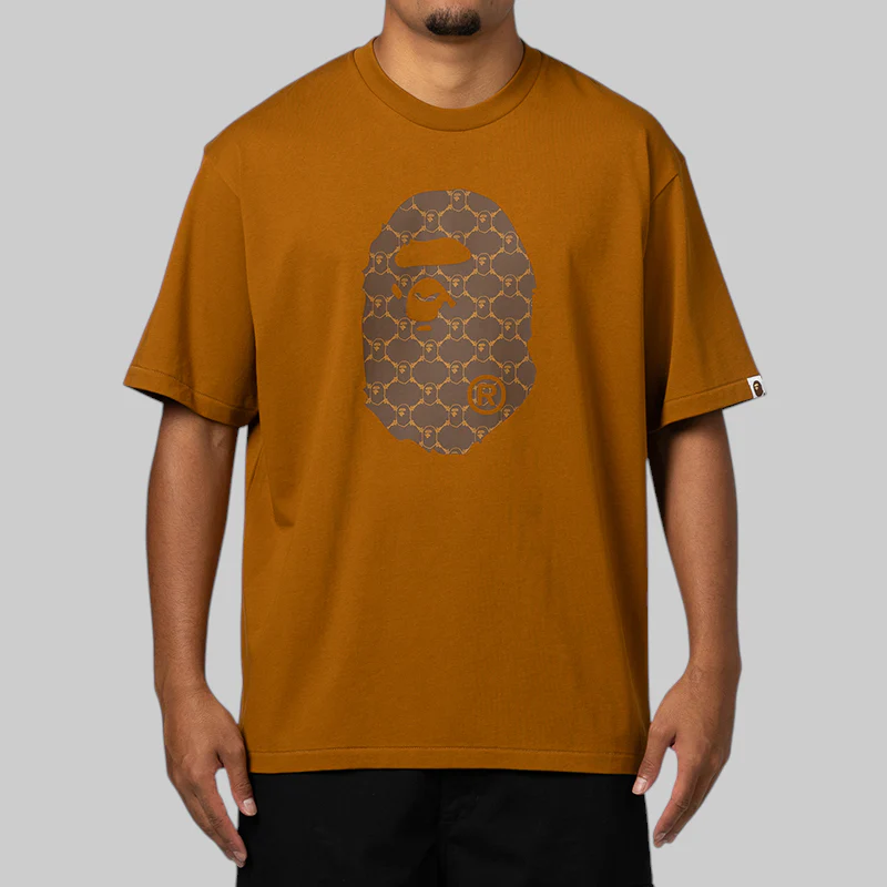 College Monogram Ape Head Relaxed Fit T-Shirt - Beige