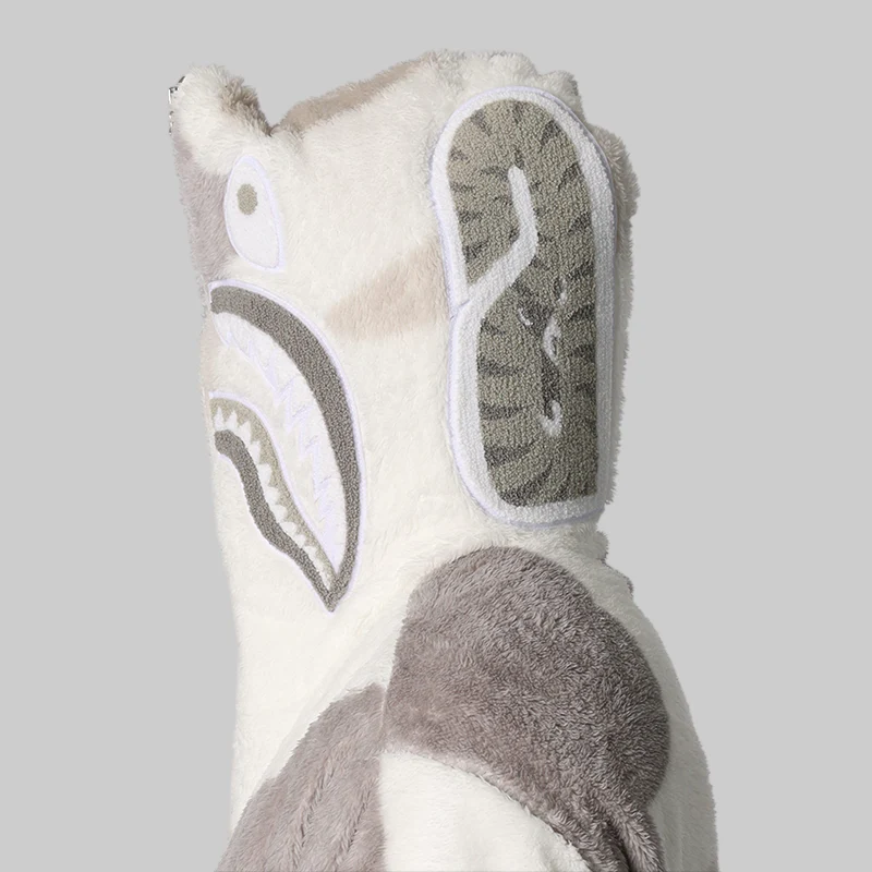 Colour Camo Shark Full Zip Sherpa Jacket - White - Image 7